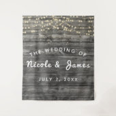 Rustikales Wetter, graues Holz, das eine Hochzeit Wandteppich (Vorderseite)