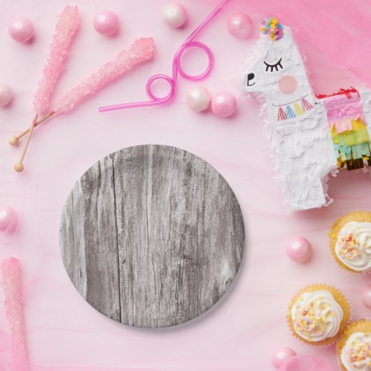 Rustikales Wetter Holztextur Pappteller (Party)