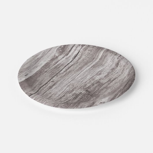 Rustikales Wetter Holztextur Pappteller (Schrägansicht)