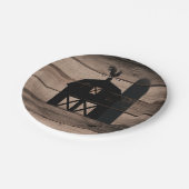 Rustikales Wetter mit schwarzem Holz Pappteller (Schrägansicht)