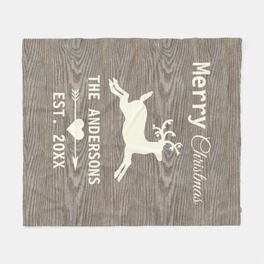 Rustikales Wetterfest - Rentierbaum Weihnachten Fleecedecke (Vorderseite (Horizontal))