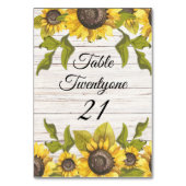 Rustikales, wetterfestes, weißes Holz Sonnenblumen Tischnummer (Rückseite)