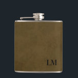 Rustikales Wetterleder-Hochzeitssache Flachmann<br><div class="desc">Dieses einfache rustikale Monogramm-Design ist klassisch. Diese Flasche ist ein großartiges Geschenk für Ihren besondere Anlass.</div>