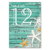Rustikales Wetternetz aus Holz | Aqua Tischnummer (Rückseite)