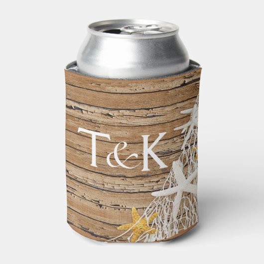 Rustikales Wetternetz aus Holz | braun Dosenkühler (Kanne Vorderseite)