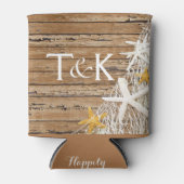 Rustikales Wetternetz aus Holz | braun Dosenkühler (Vorderseite)