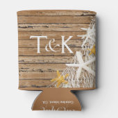 Rustikales Wetternetz aus Holz | braun Dosenkühler (Rückseite)