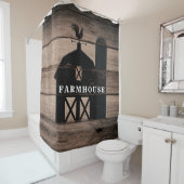 Rustikales Wetterwohenhaus Schwarzholz Landhaus Duschvorhang (Beispiel)