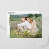 Rustikales Whimsikskript-Foto Save the Date Folie Einladungspostkarte (Vorderseite/Rückseite)