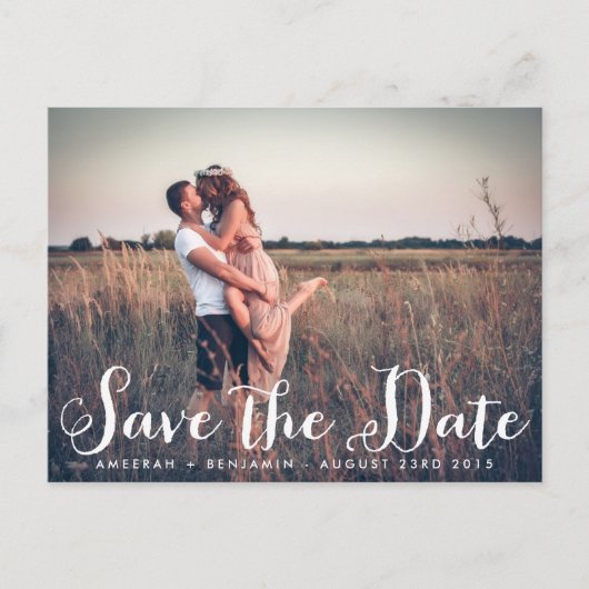 Rustikales Whimsy-Foto Save the Date Postkarte (Vorderseite)