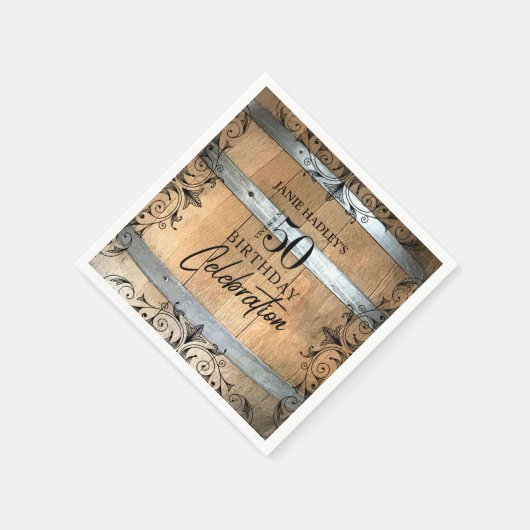 Rustikales Whiskey Barrel Birthday Paper Serviette (Ecke)