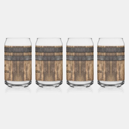 Rustikales Whiskey Keg Personalisiert Dosenglas (Hinten)