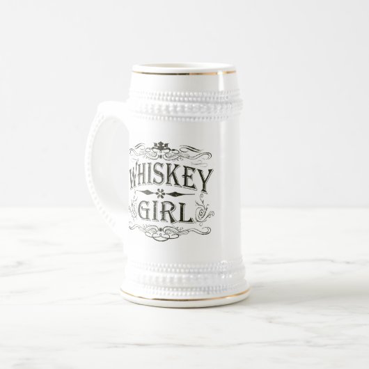 Rustikales Whisky-Mädchen Bierglas (Vorderseite Links)