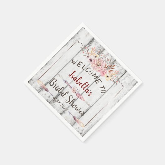 Rustikales White Baron Boho Floral Summer Brautpar Serviette (Ecke)