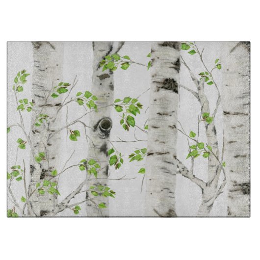 Rustikales White Birch Tree Cutting Board Schneidebrett (Vorderseite)