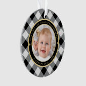 Rustikales White Black Kariert First Großeltern Fo Ornament (Vorderseite)