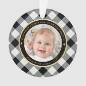 Rustikales White Black Kariert First Großeltern Fo Ornament (Vorderseite)