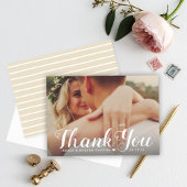 Rustikales White Brushed Script Wedding Foto Dankeskarte