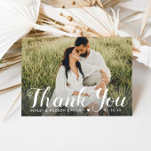 Rustikales White Brushed Script Wedding Foto Dankeskarte