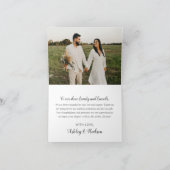 Rustikales White Brushed Script Wedding Foto Dankeskarte (Innenseite)