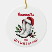 Rustikales White Country Cowboy Stiefel Ornament (Vorne)