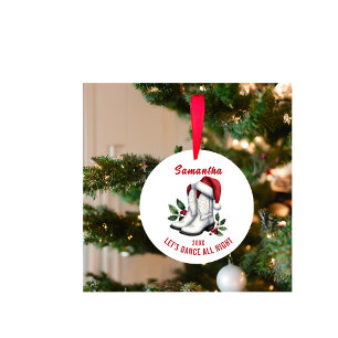 Rustikales White Country Cowboy Stiefel Ornament