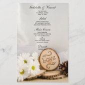 Rustikales White Daisies Woodland Wedding Menu (Vorderseite)