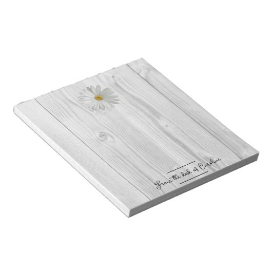 Rustikales White Daisy Personalisiert Notepad Notizblock (angewinkelt)