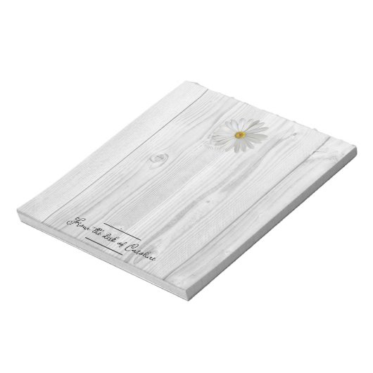 Rustikales White Daisy Personalisiert Notepad Notizblock (Rotiert)