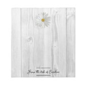 Rustikales White Daisy Personalisiert Notepad Notizblock (Vorderseite)