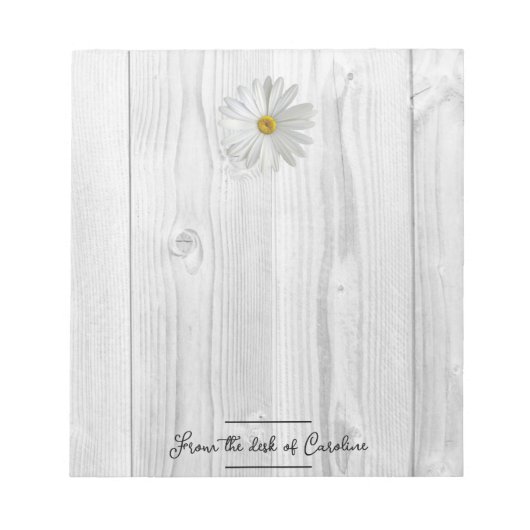 Rustikales White Daisy Personalisiert Notepad Notizblock (Vorderseite)