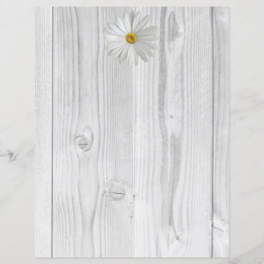 Rustikales White Daisy Personalisiert Paper Sheet (Rückseite)