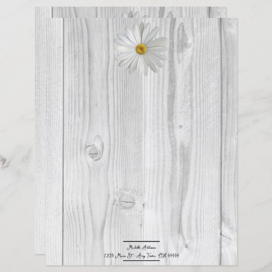 Rustikales White Daisy Personalisiert Paper Sheet (Vorne/Hinten)