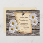 Rustikales White Daisy Western Hochzeit retten Dat Ankündigungspostkarte (Vorne/Hinten)