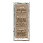 Rustikales White Frame & Burlap Wedding Menü (Vorne)