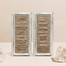 Rustikales White Frame & Burlap Wedding Programm