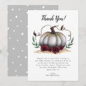 Rustikales White Gold Little Pumpkin Baby Dusche Dankeskarte (Vorne/Hinten)
