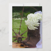 Rustikales White Hydrangeas Cowboy Boots Brautpart Einladung (Vorderseite)