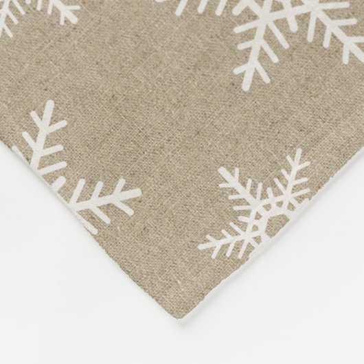 Rustikales White Imitats Burlap Snowflake Muster Fleecedecke (Ecke)