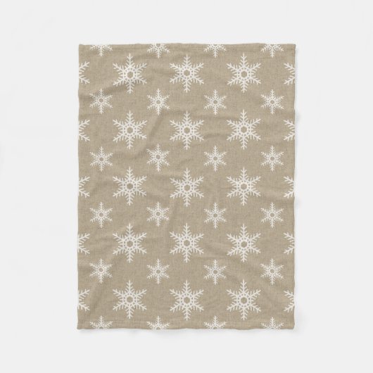 Rustikales White Imitats Burlap Snowflake Muster Fleecedecke (Vorderseite)