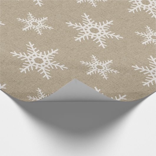 Rustikales White Imitats Burlap Snowflake Muster Geschenkpapier (Ecke)