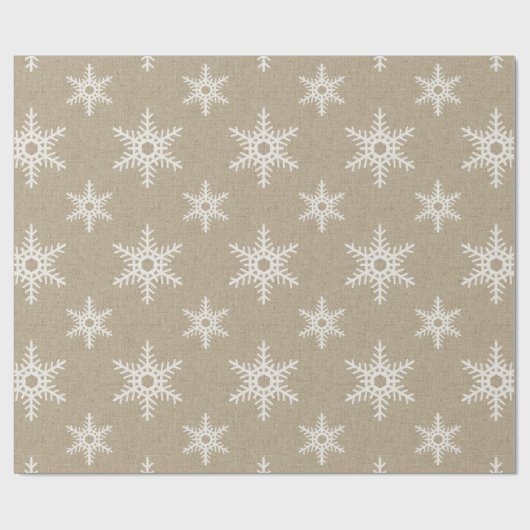 Rustikales White Imitats Burlap Snowflake Muster Geschenkpapier (Flach)