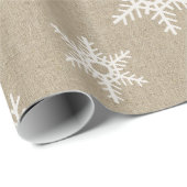 Rustikales White Imitats Burlap Snowflake Muster Geschenkpapier (Rolleneckpunkt)