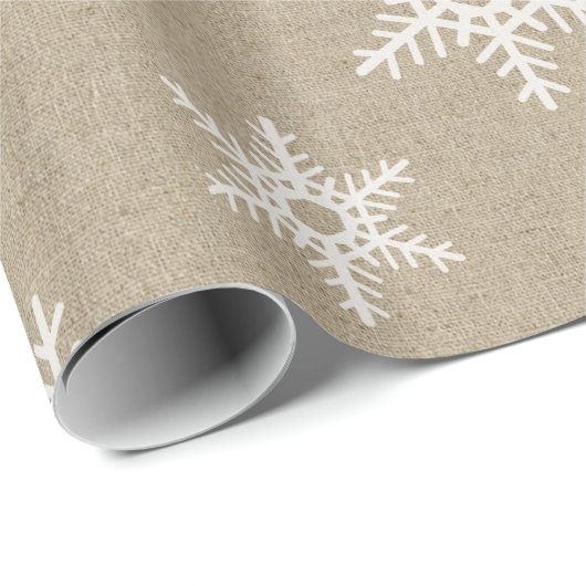 Rustikales White Imitats Burlap Snowflake Muster Geschenkpapier (Rolleneckpunkt)