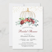 Rustikales White Pumpkin Burgundy Brautparty Einladung (Vorderseite)