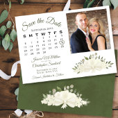 Rustikales White Roses Boho Kalender & Foto Hochze Save The Date