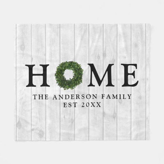 Rustikales White Shiplap Wood Boxwood Wreath Zuhau Fleecedecke (Vorderseite (Horizontal))