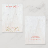 Rustikales White Wood Floral Skript Ohrring Displa Visitenkarte (Vorne/Hinten)