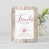 Rustikales Whitewusch Wood Friendsgiving Dinner Einladung (Stehend Vorderseite)