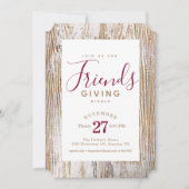 Rustikales Whitewusch Wood Friendsgiving Dinner Einladung (Vorderseite)